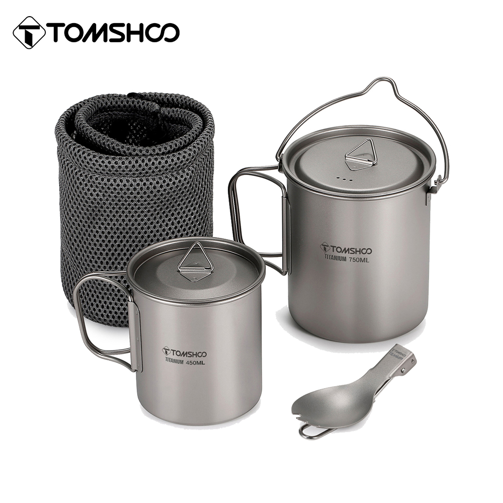 Camp Spork Set - Tomshoo, 3 шт., титановый набор посуды,