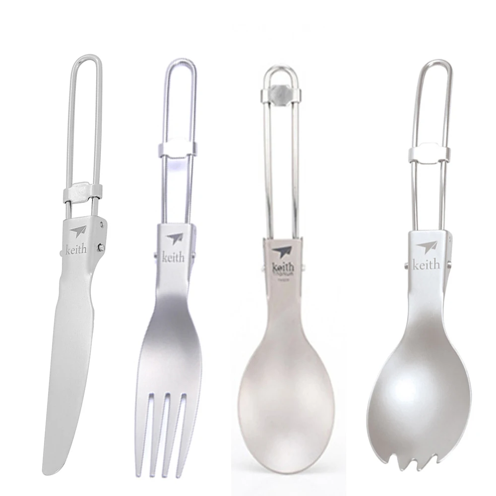 Camp Spork Set - Keith уличная титановая складная ложка, нож