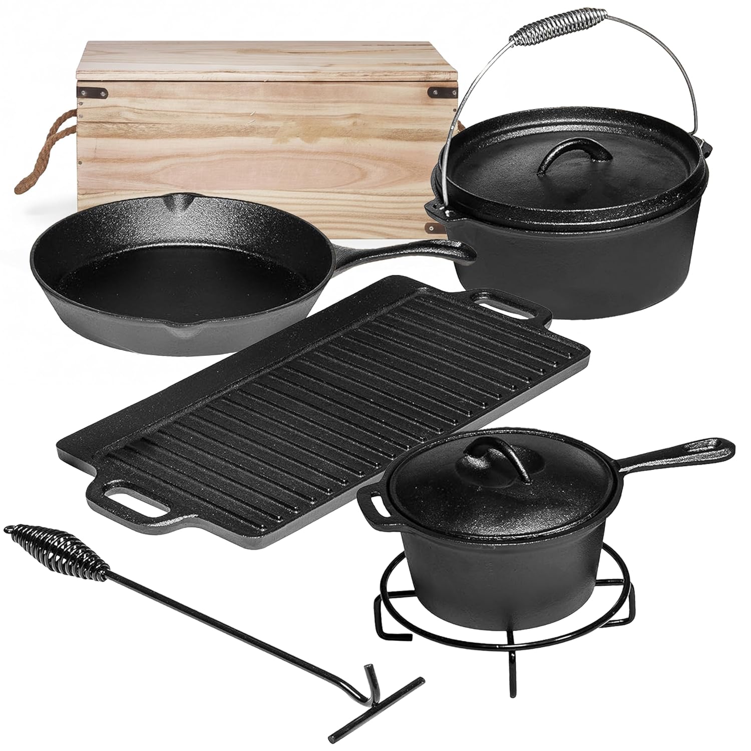 Camping Cooking Dutch Oven - Набор для кемпинговой кухни из 7