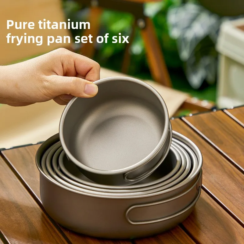 Camping Cooking Set Lightweight - Титановый уличный набор кастрюль для пикника,