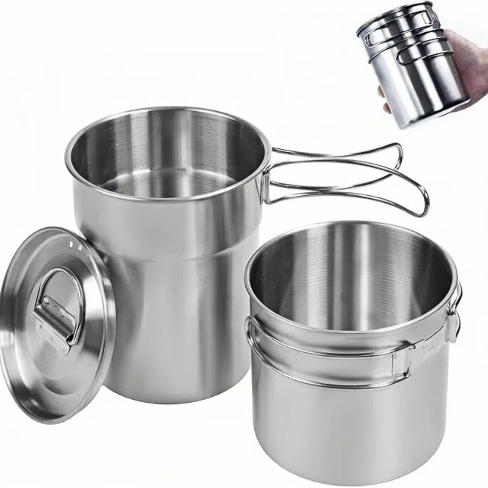 Складные походные кружки и чаш – обзор и цена Camping Cooking Pan Set