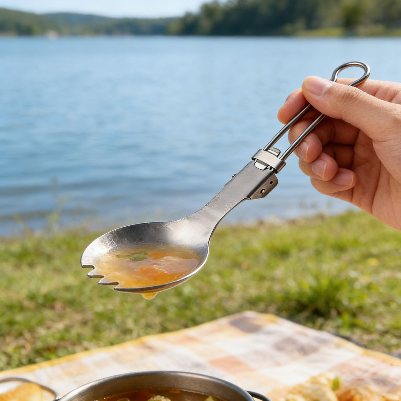 Титановый складной набор столо – обзор и цена Camp Spork Set